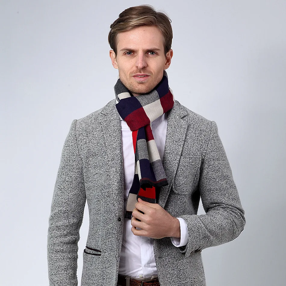New Fashion Artificial Cashmere Scarf for Men Plaid Wool Business British Classic Winter Autumn
