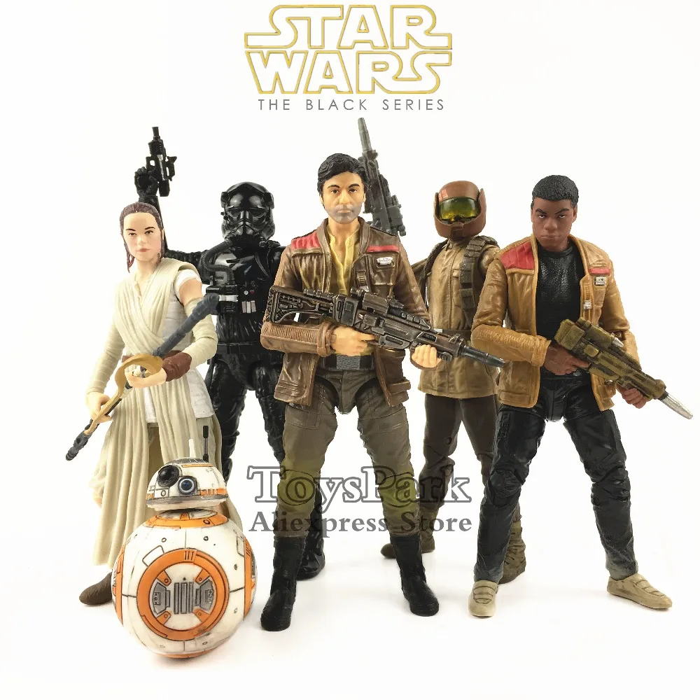 

Star Wars 6" Poe Dameron Rey BB 8 FINN Jakku Resistance Trooper Tie Fighter Pilot Action Figure Black Series
