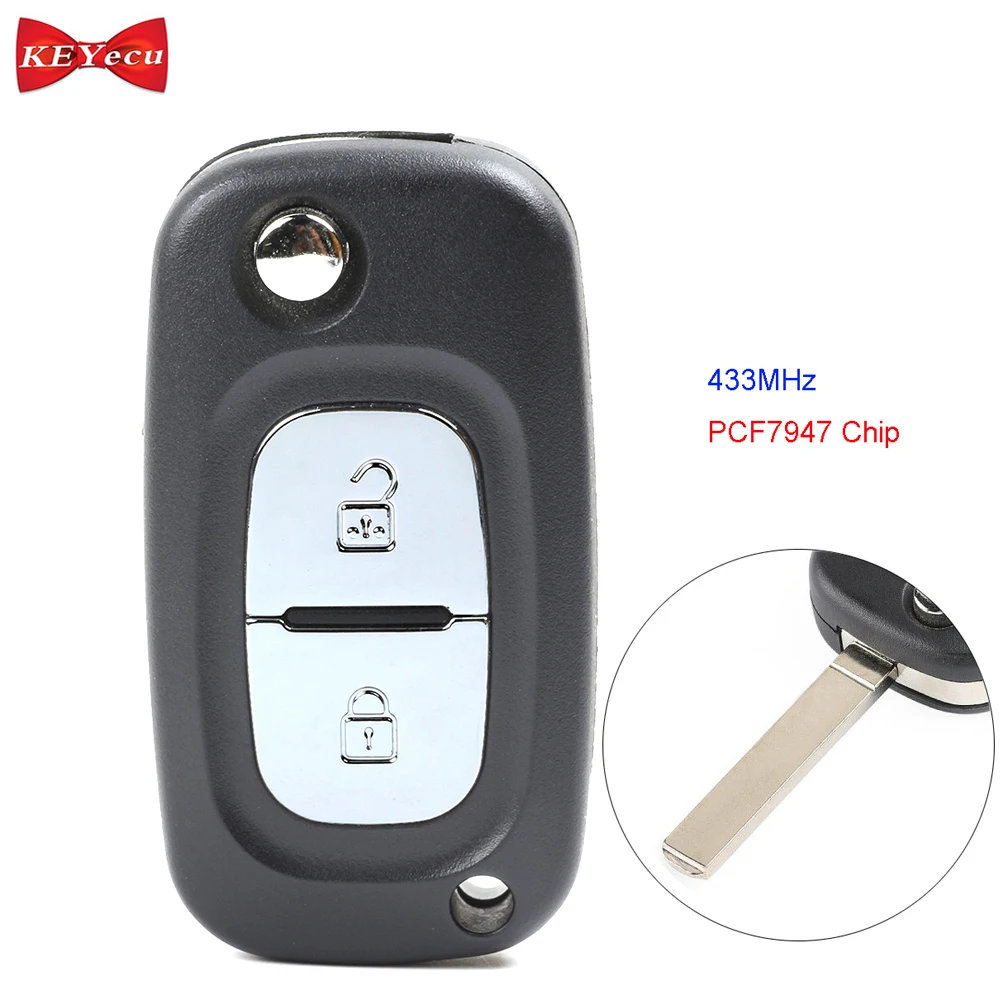 KEYECU for Renault Clio Kangoo Master Twingo Flip Remote Control Car