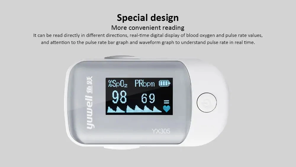 Oiginal xiaomi Yuwell YX305 YX303 Digital Fingertip Pulse Oximeter OLED screen Care for health High-speed sensor Auto power off (9)