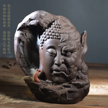 

Devil and Buddha Incense Burner Holder Backflow Censer Craft Gifts Taoism Chinese culture Decoration Zen+10 Incense Cones