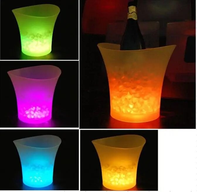 2017 Free shipping colorful LED Ice bucket lighted LED beer bucket for