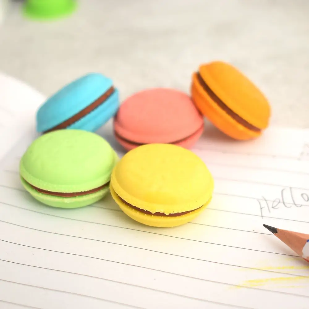 5 PCS Cute Kawaii Colorful Cake Rubber Eraser Creative Macaron Eraser