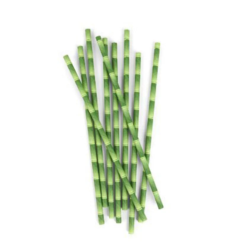 

100pcs/lot Green Bamboo Paper Drinking Straws Drinking Tubes Party Supplies Decoration Cocktail Drink Accessories