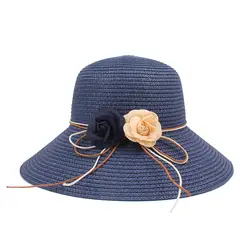 Новые модные Для женщин соломенная шляпа контраст цветов Цвет блок Складная сладкий солнца Кепки s для Для женщин летние пляжные Кепки
