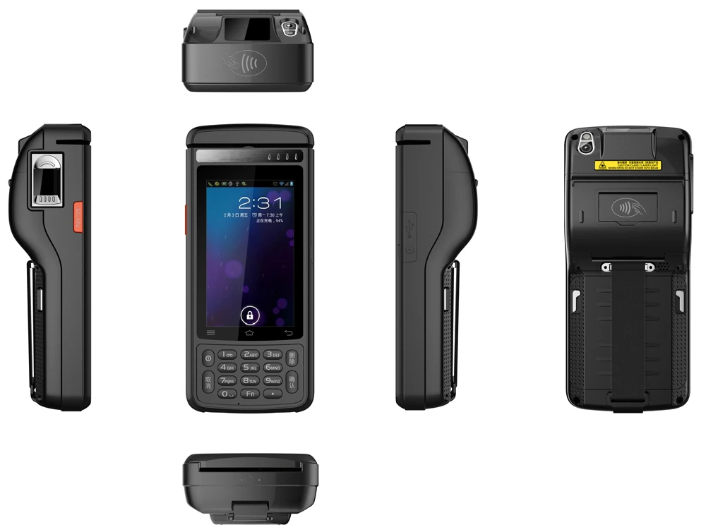 Портативный терминал PDA с 58 мм принтером FBI сканер отпечатков пальцев 2D лазерный
