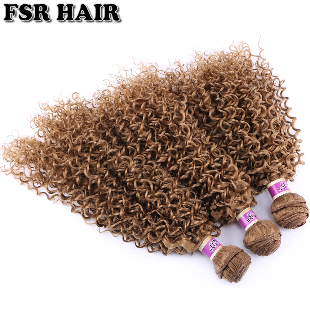 Afro Kinky curly Hair Weave Golden Color Hair 3 pcs/lot 210 Gram Ombre Synthetic hair bundle for women