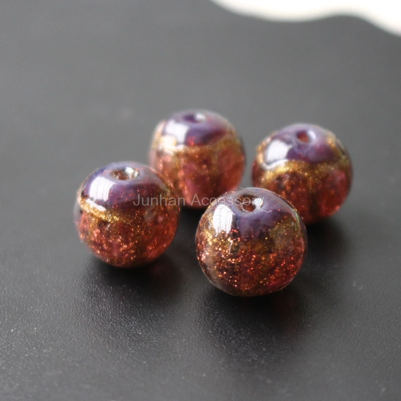 

10pcs/lot 12mm Handmade Lampwork Glass beads with gold line Colorful Purple color