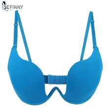 2018 Fashion Sexy Women Bra Deep U Low Cut Super Push Up Backless Bra Brassiere Sutian