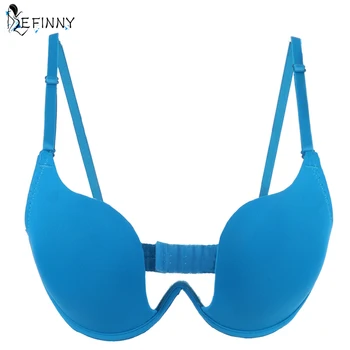 

2020 Fashion Sexy Women Bra Deep U Low Cut Super Push Up Backless Bra Brassiere Sutian Underwear Bralette Sujetador Newest