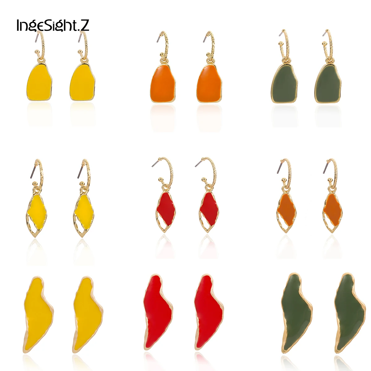 

IngeSight.Z Cute Irregular Candy Colour Hanging Drop Earrings Statement Personality Drip Oil Dangle Earrings for Women Jewelry