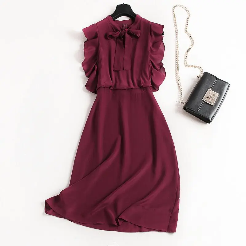 wine silk dress