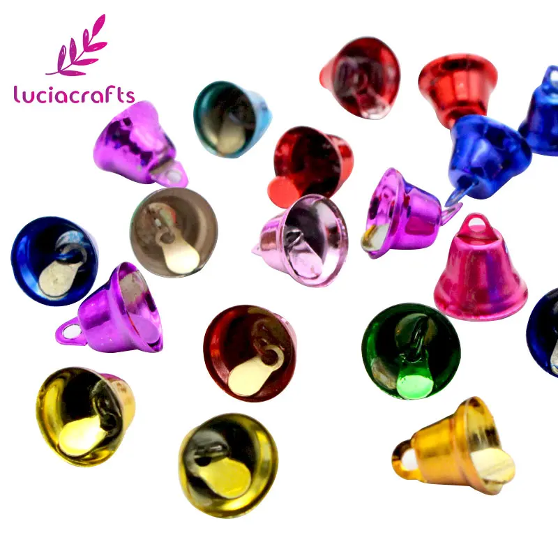 Lucia crafts 12*12 мм 24 шт. разноцветные маленькие металлические колокольчики для рождественской елки, украшения, творчество, рукоделие, Декор, подарок H0213