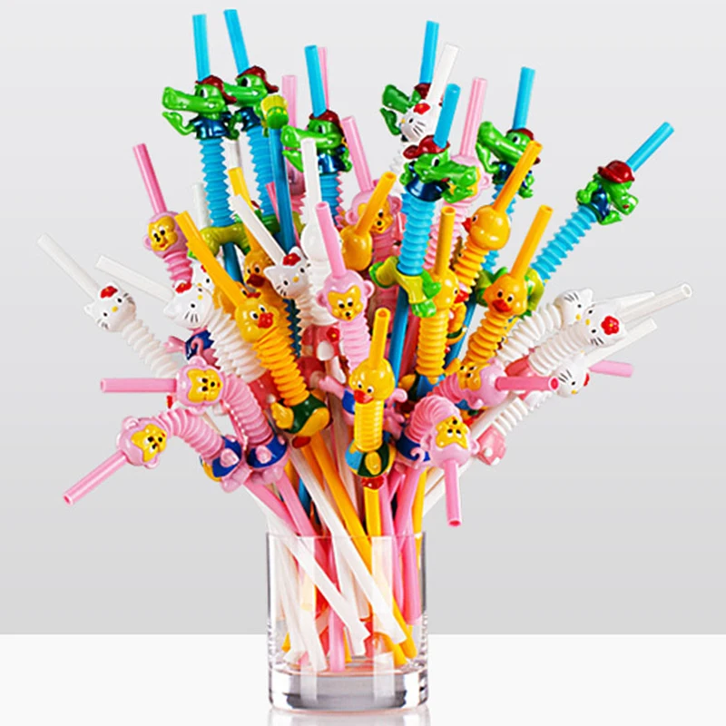 

Cartoon Drink Decoration Environmental Reusable Plastic Drinking Straw 5PCS/SET Kitchen Gadgets Bar Tools HHY