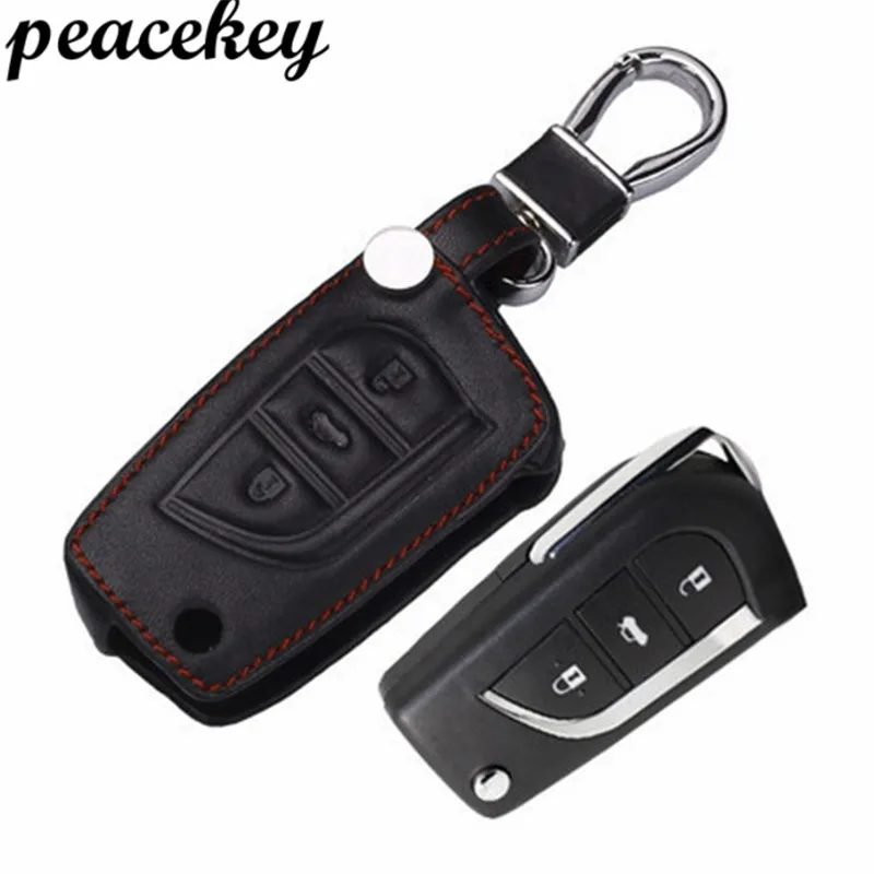 

Genuine Leather Bags Remote Control Car Keychain Key Cover Case For Toyota Reiz Rav4 Corolla Key Case