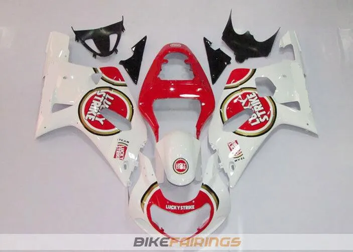 

New Motorcycles Fairings Kits Fit For Suzuki GSXR600 GSXR750 GSXR-600 750 01 02 03 2001 2002 2003 ABS Plastic White red lucky