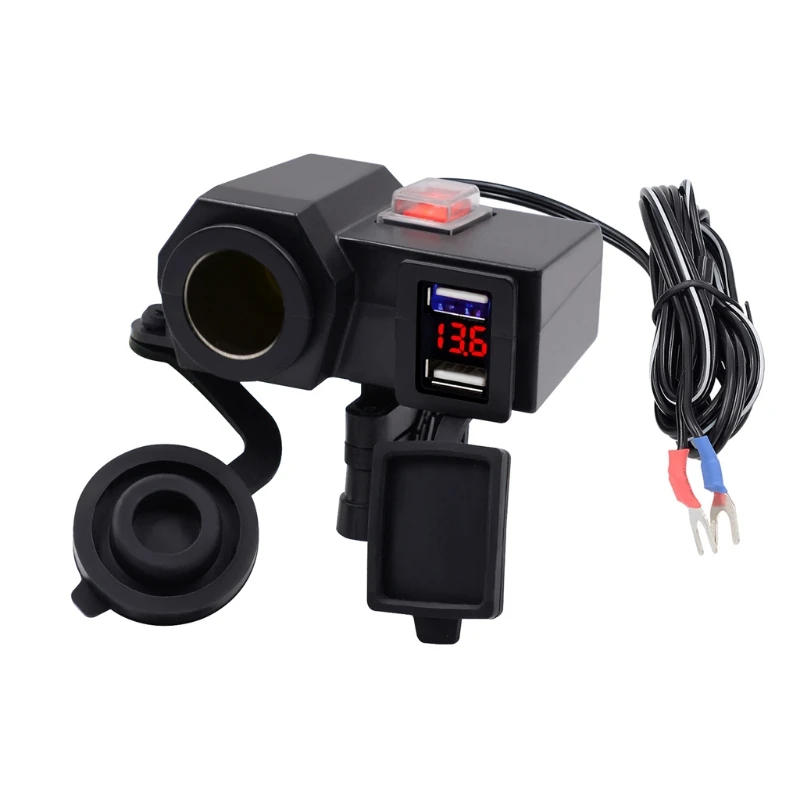 

Universal For Car Motorcycle Mobile Charger Waterproof Cigarette Lighter Stand + Dual USB4.2A+ Voltmeter