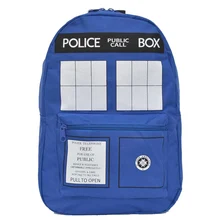 2016 venta de La Manera bolso de escuela del estudiante de dibujos animados Doctor Who Tardis Caja de bolsas de trabajo de los Policías Mochilas Envío Gratis