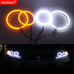 Для Kia Sorento R 2009-2012 белый и желтый двойной цвет хлопок светодио дный Angel eyes kit halo Кольцо DRL указатель поворота