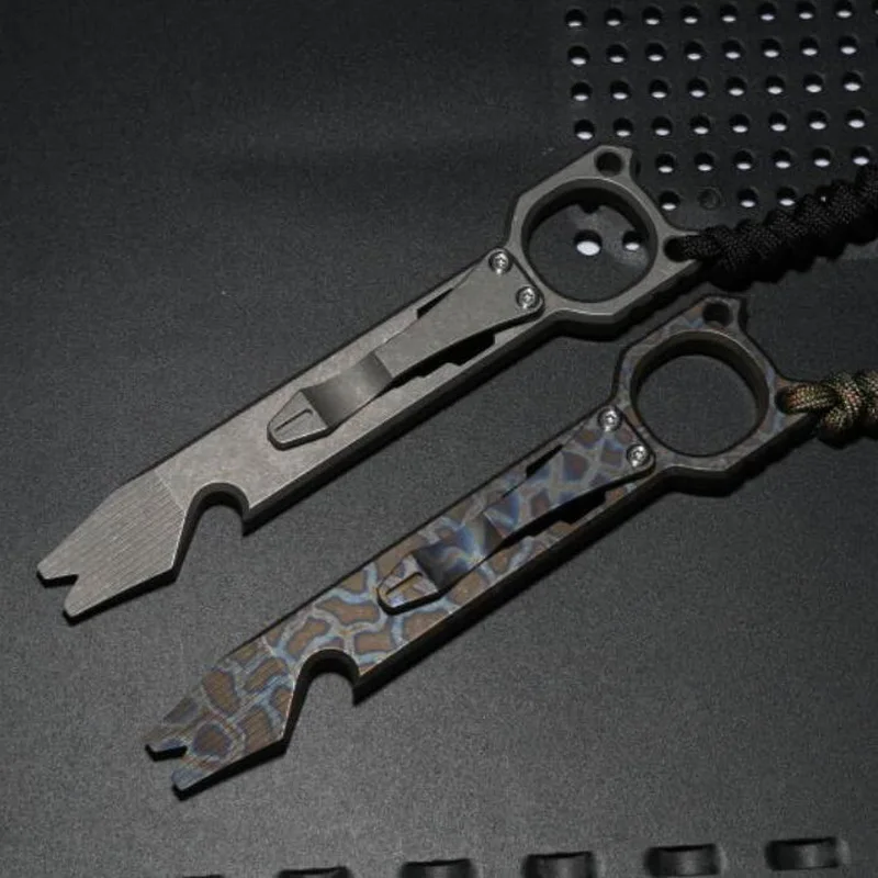 TC4 Titanium CNC Sculpture Mini Crowbar Keychain Screwdriver Outdoor EDC Gadgets