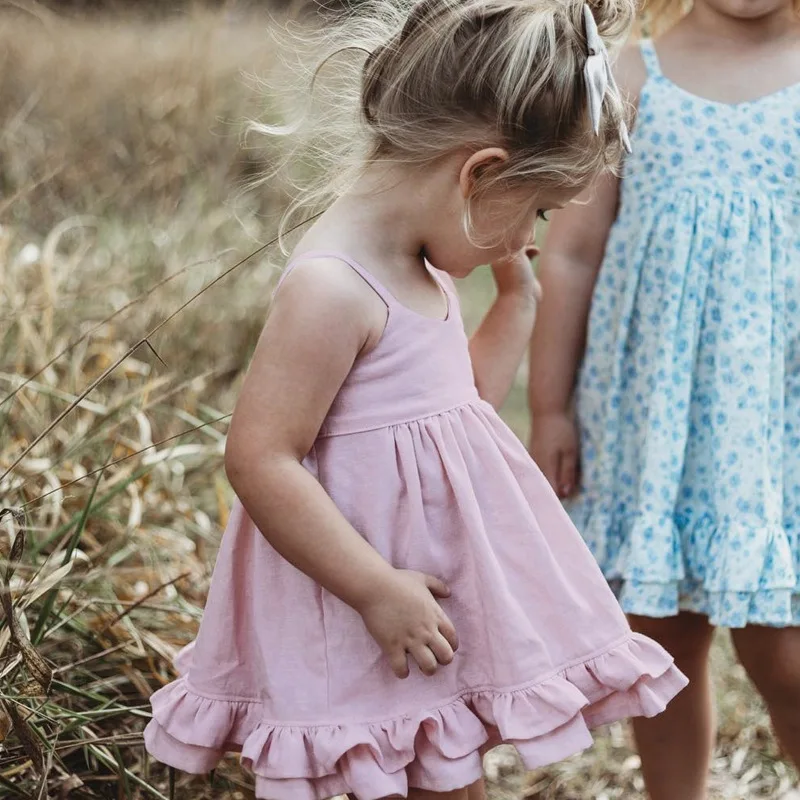 

Summer Girl Dresses Cute Baby Girls Party Tutu Clothes Kids Princess Floral Strap Dress Vestidos Vacation Beach Baby Clothing
