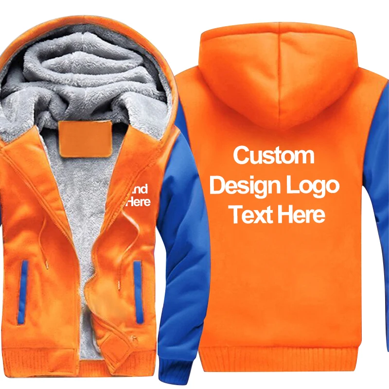 

Dropship Logo Custom Thick Orange-blue Sweatshirts Hoodies Customized Made Printing Logo Graphic Hoodie Sweatshirt Coat Jacket