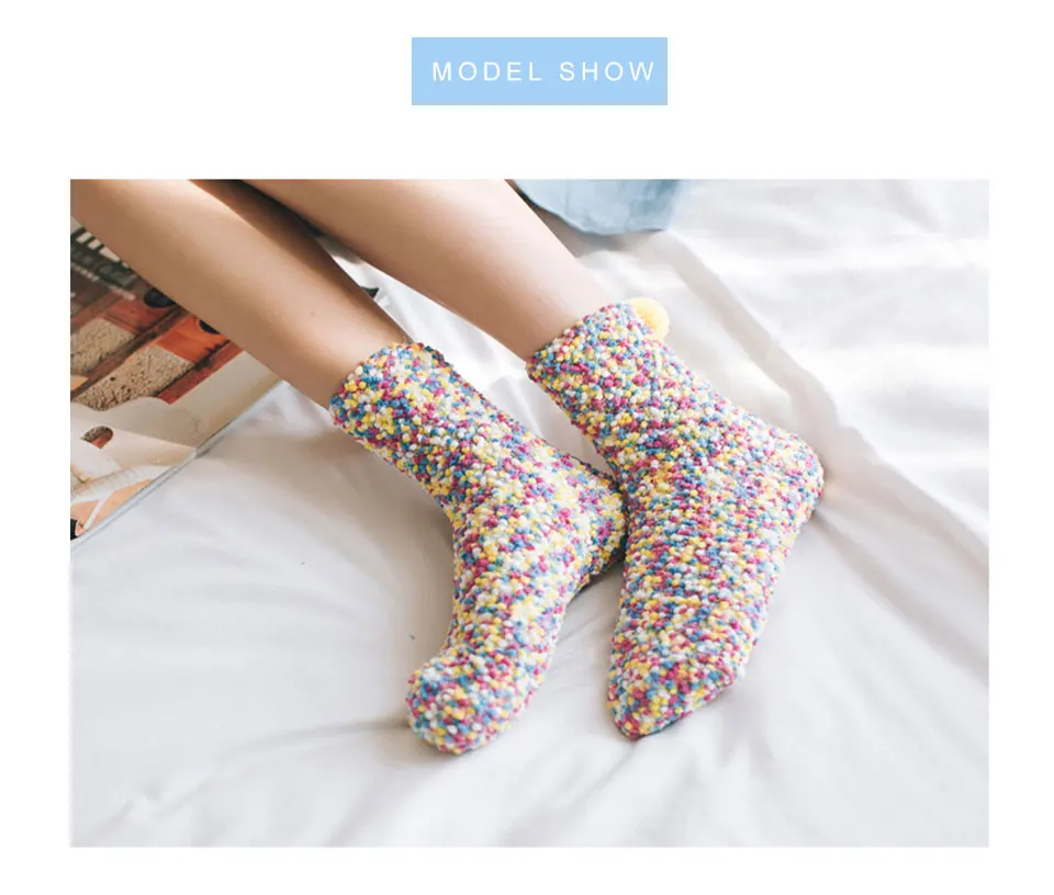 Thickening Keep Warm socks Women Lovely Plush Sleep Ladies Funny Cute Socks Hosiery Winter kawaii Boat Sock Winter Soft Home (9)