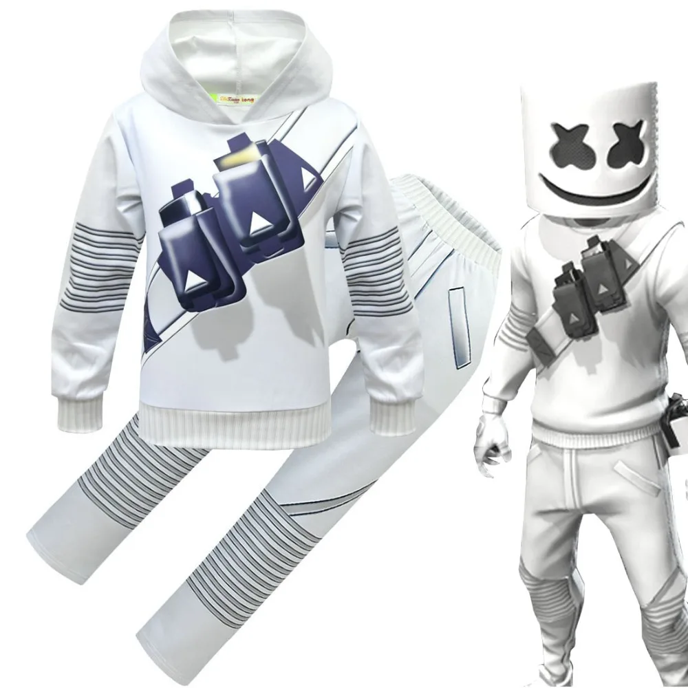 

Funny DJ Marshmello Party Cosplay suit of clothes Unisex Christmas Halloween Costumes For Kids