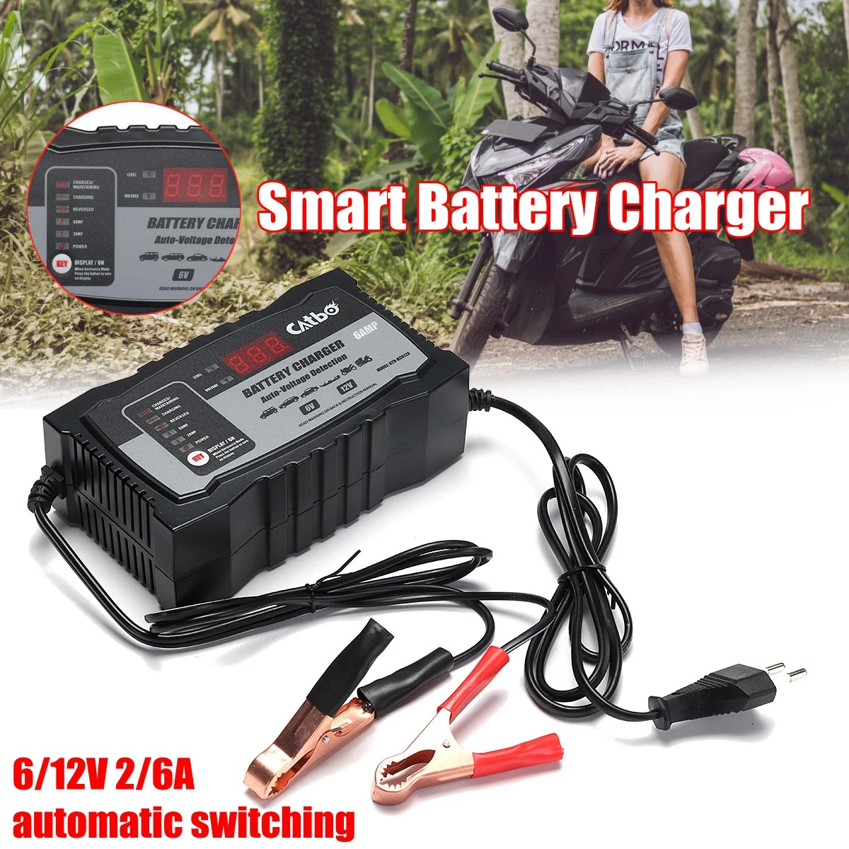 

Automatic Smart 12V 6A Lead Acid Battery Charger For Car Motorcycle US/EU Plug Battery Charger