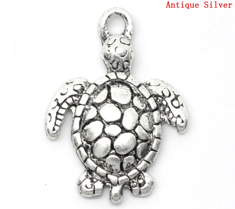 

DoreenBeads Zinc metal alloy Charm Pendants Tortoise Antique Silver Color Plated 22mm( 7/8") x 16mm( 5/8"), 6 PCs new