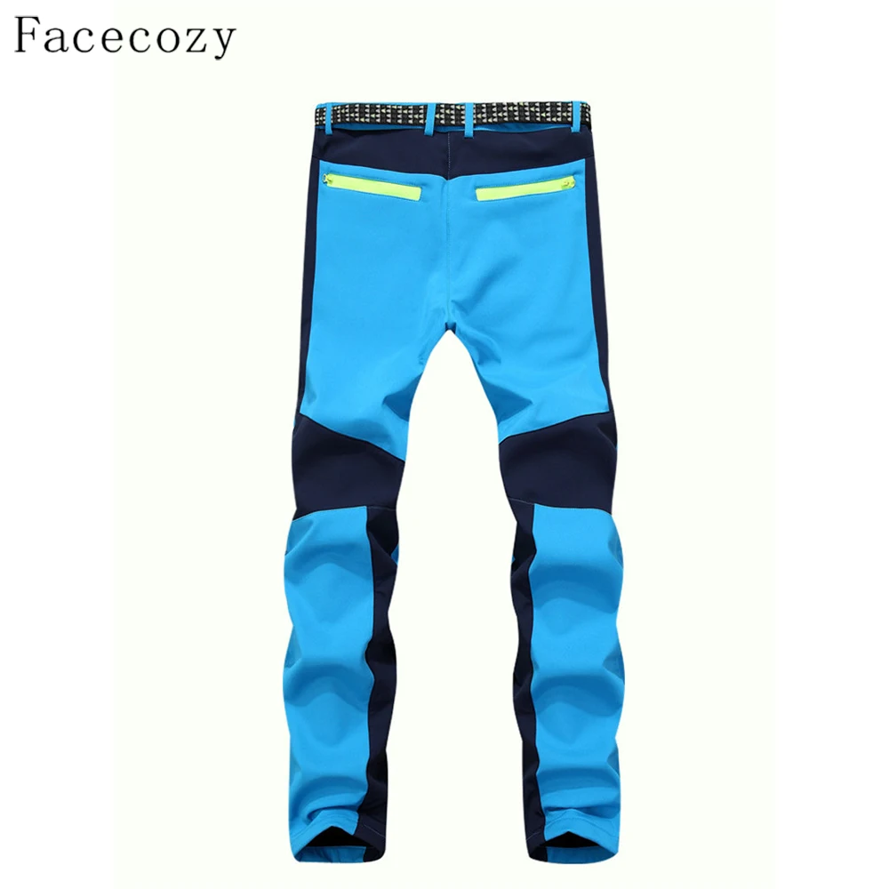 Facecozy invierno mujeres Softshell caminar pantalones interior diseño del remiendo de lana acampar al aire libre a prueba de viento Trekking Pantalones