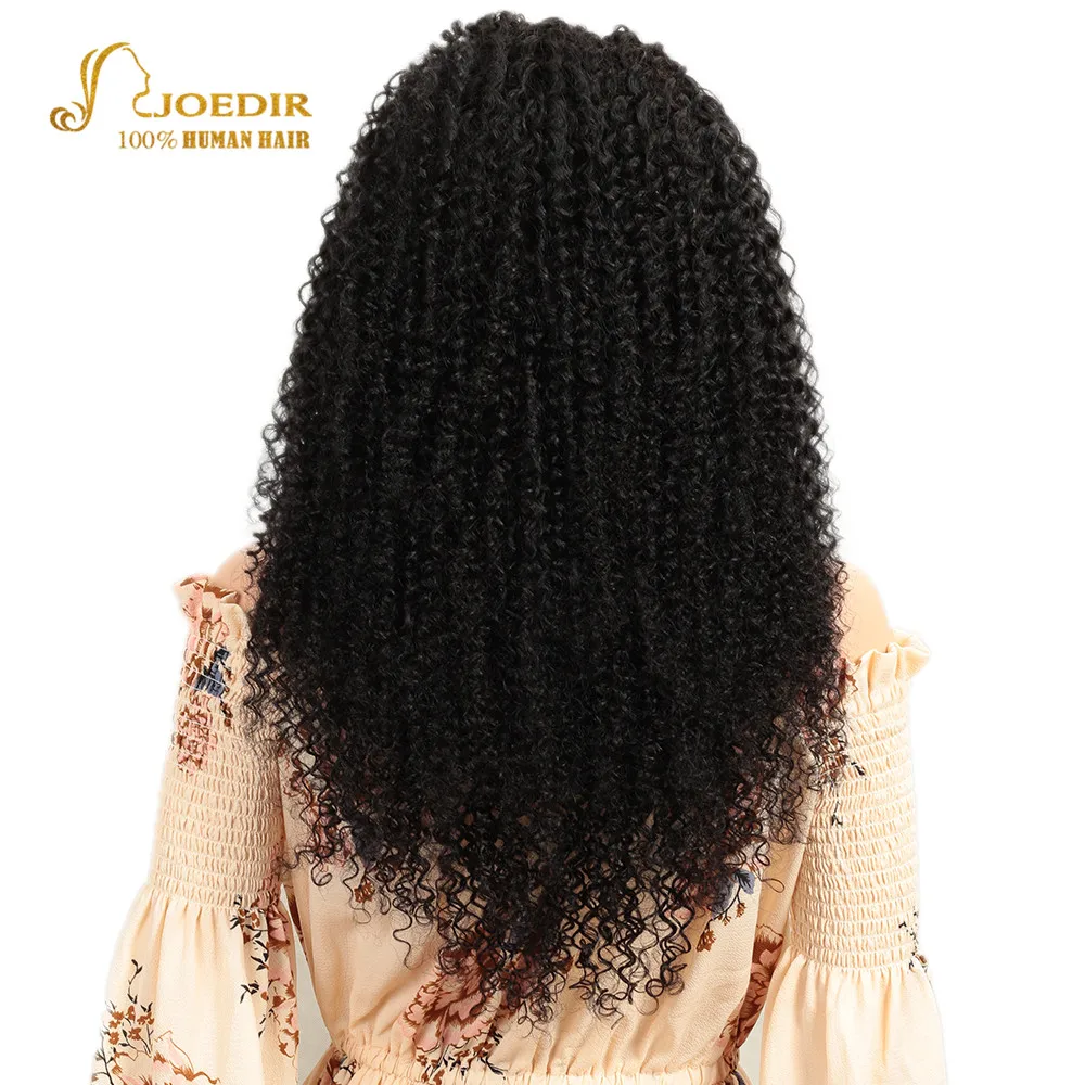 Online Joedir 250 densidad peluca con encaje Pre desplumado de encaje frontal pelucas de cabello humano brasileño Afro rizado peluca para mujer peluca frontal de encaje rizado