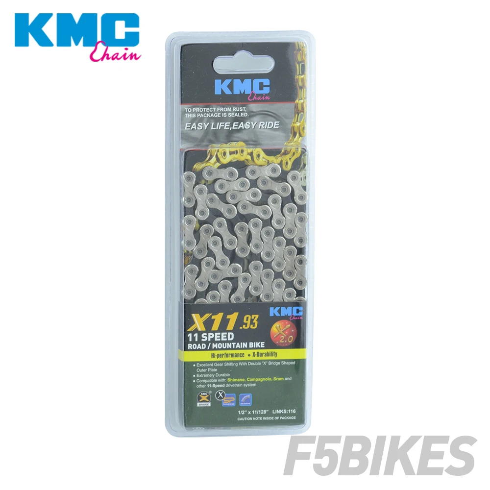 KMC X8 X9 X9sl X10 X10sl X11SL Z99 Bike Chain 9S 10S 11S Gold for MTB/Road Bike fo Shimano/SRAM 8 9 10 11 speed 116L /chain bike