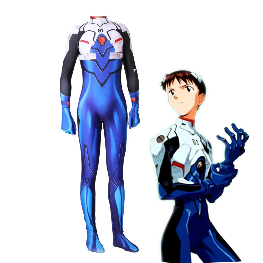 

Drop Ship EVA Ikari Shinji Cosplay Costume Anime Fullbody Zentai Suit Skinny Bodysuit Neon Genesis Evangelion One Piece Jumpsuit