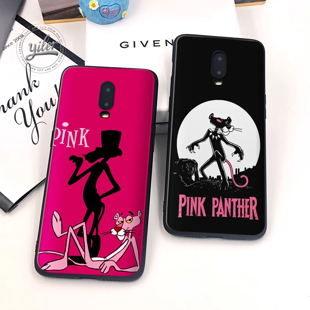 

Coque For Oneplus 6T Case Cover Black Soft Silicone Cute Pink panther for Funda Oneplus 6T Phone Cases for 1+6T Case Capa