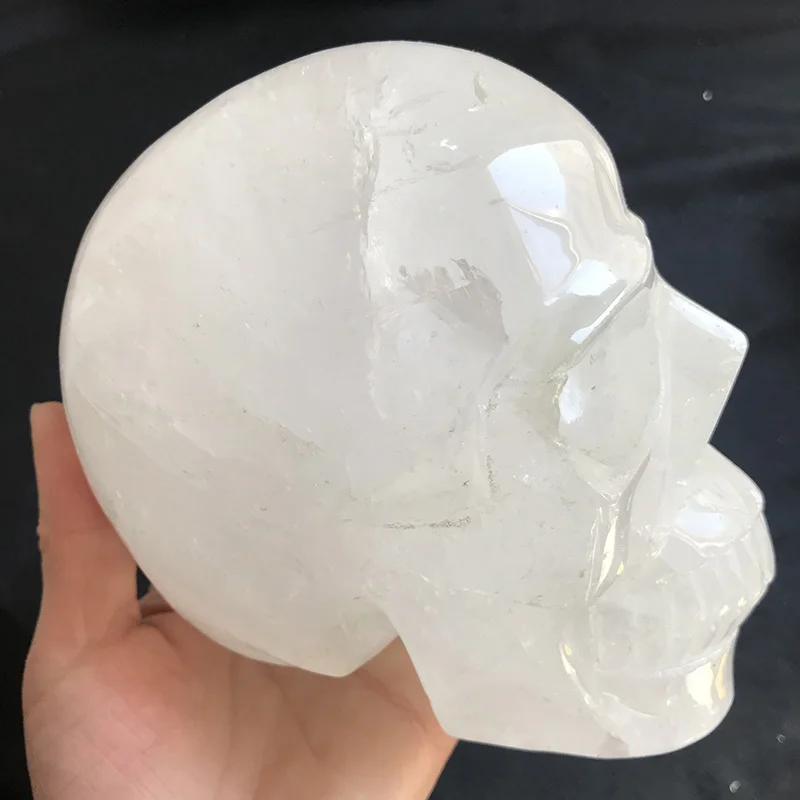 

2.41kg Hand Carved Rainbow 6.1'' Natural Clear Quartz Crystal Reiki Head Skull for Healing Meditation Chakra Decoration SQ