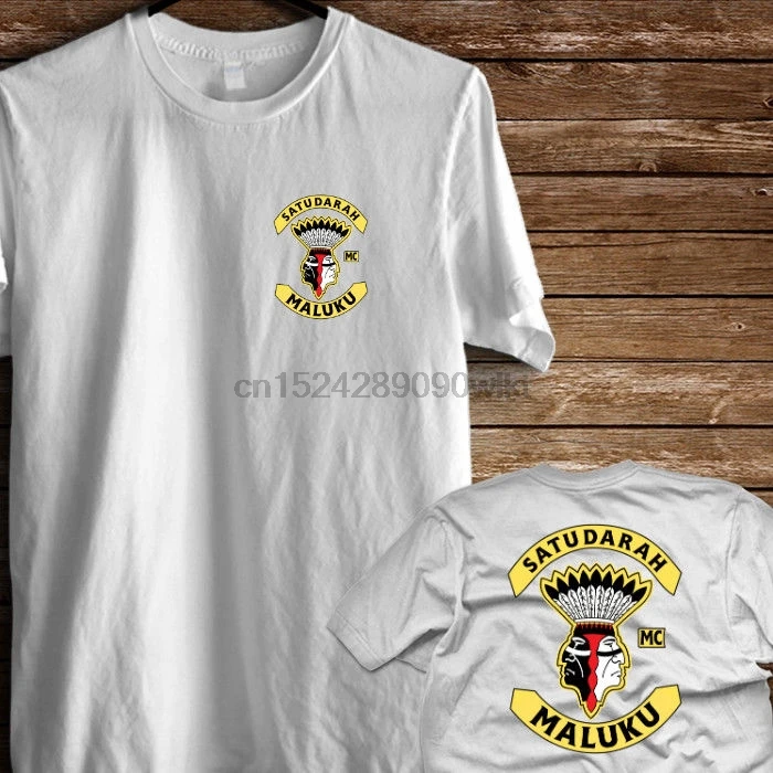Satudarah MC World Maluku мотоциклетная белая футболка | Мужская одежда