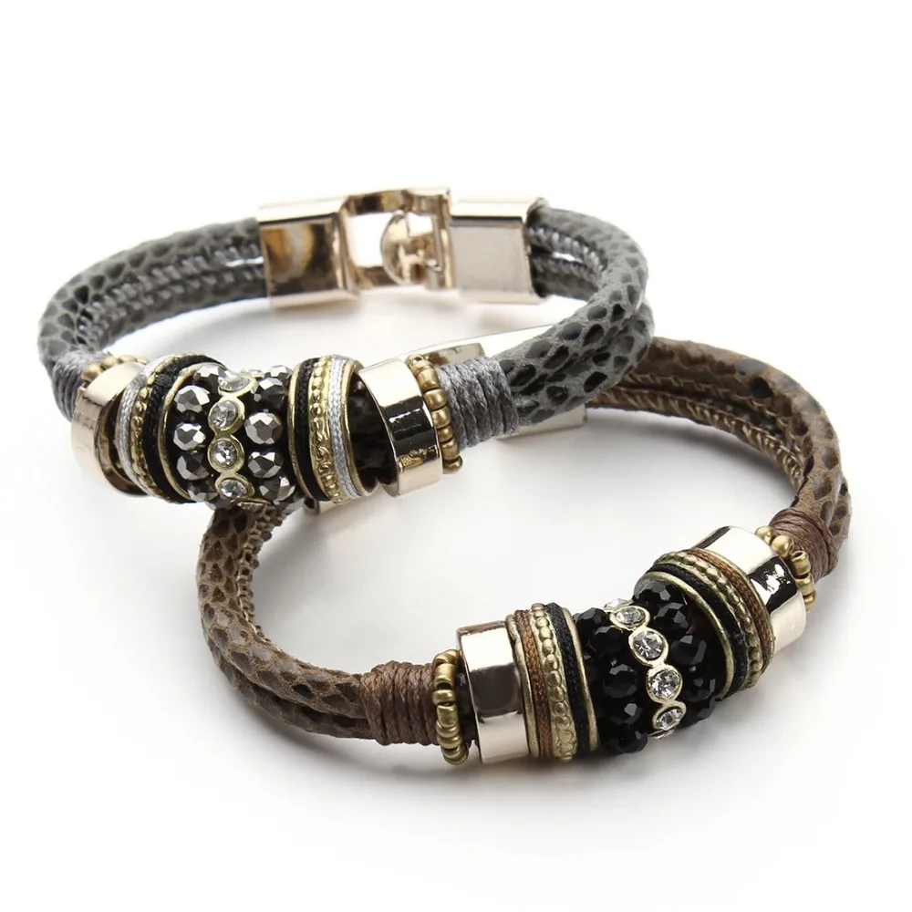 2017 Hot Punk Personality Leather Bracelet Men Wristband HIgh End