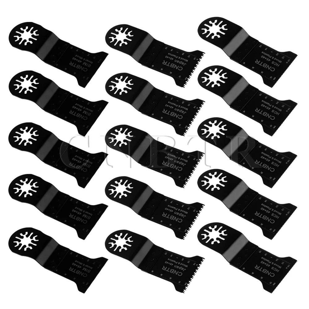 

15 pcs CNBTR 45x40mm Universal Oscillating Multitool Precision Saw Blades Black