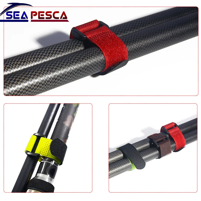 SEAPESCA 10 قطعة قابلة لإعادة الاستخدام الصيد قضيب التعادل حزام حامل حمالة السحابة هوك حلقة وصلة كابل العلاقات حزام الصيد اكسسوارات ZB329