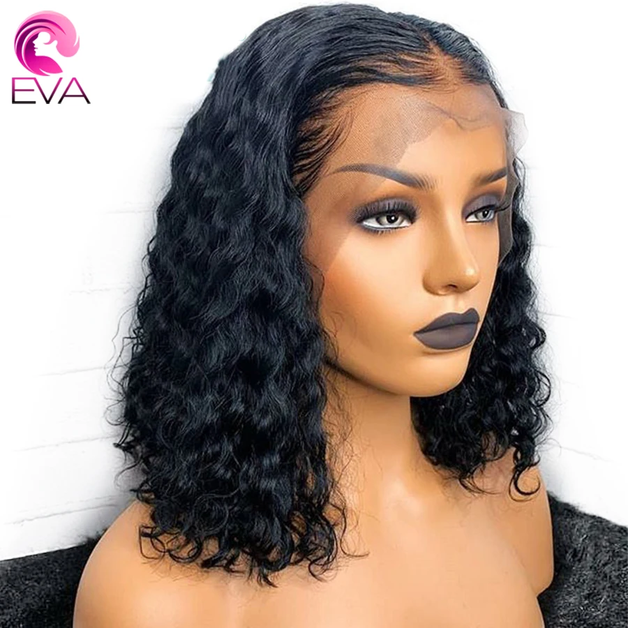

Eva 13x6 Lace Front Human Hair Wigs Pre Plucked With Baby Hair Brazilian Remy Glueless Short Bob Curly Hair Wigs For Black Women