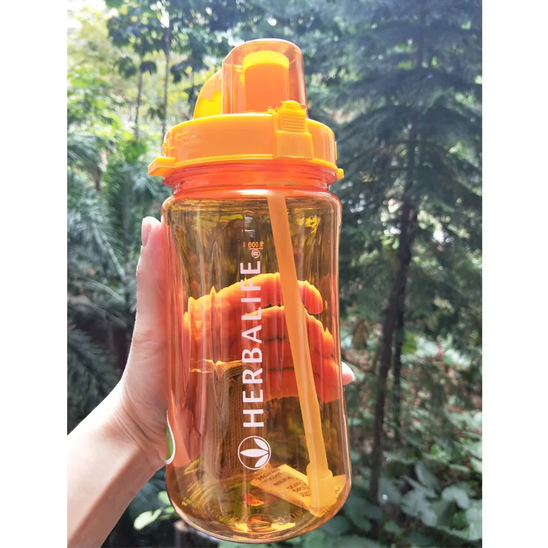 1Л 2л 1000 мл 2000 мл крупногабаритная бутылка для воды Frozem переносная космическая бутылка Herbalife спортивное питание изготовленный на заказ шейкер бутылка - Цвет: 1000ml orange