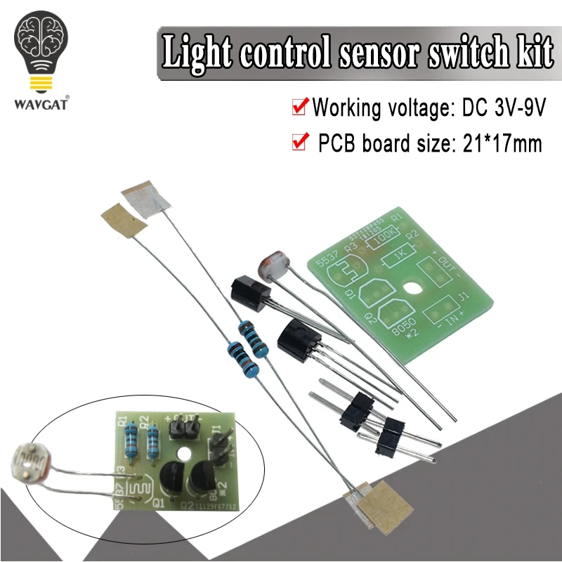 JMT 3V Intelligent Light Control Sensor Switch Board Kit - Auto On/Off For LED Lights, DIY Project