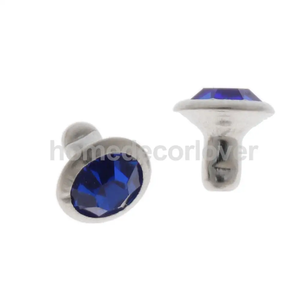 50 Sets Blue Rhinestone Rivets Crystal  Rivets Spots Studs Double Cap for DIY Leather Craft Clothes Bag Shoes Decor