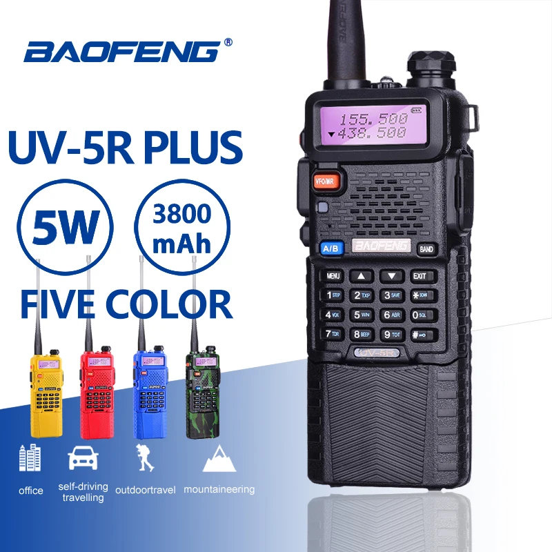 

Baofeng UV-5R 5W 3800mAh 7.4V Battery Walkie Talkie UV 5R Portable UHF VHF 136-174MHz 400-520MHz Two Way Radio Ham PTT CB Radio