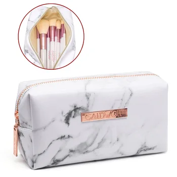 

Ladies Makeup Cosmetic Bag Marble Pattern PU Leather Storage Brushes Pouch For Travel Popular