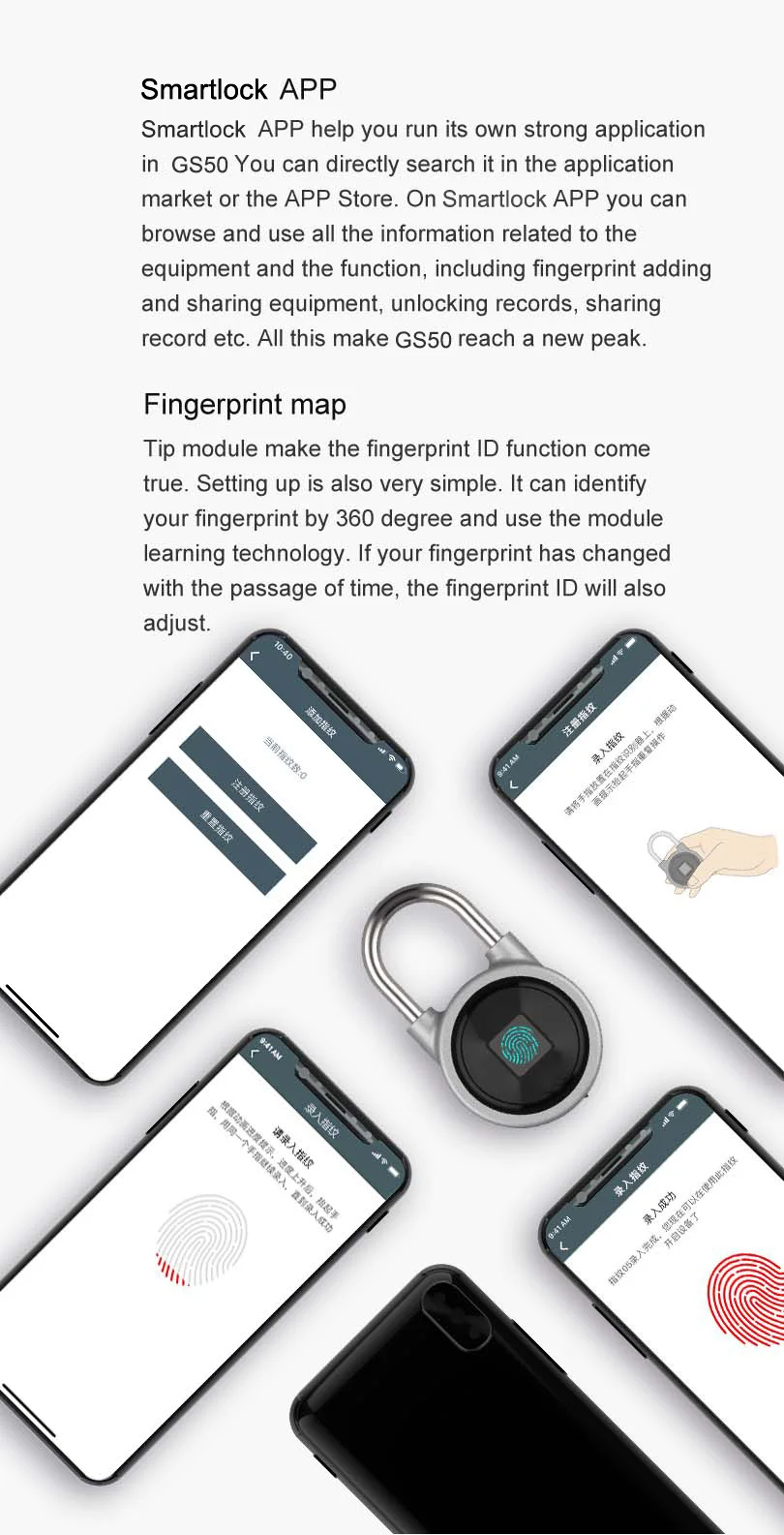 Отпечаток пальца Smart Keyless USB Перезаряжаемый Подарочный замок Водонепроницаемая Кнопка приложения пароль Противоугонный замок для багажа Android IOS