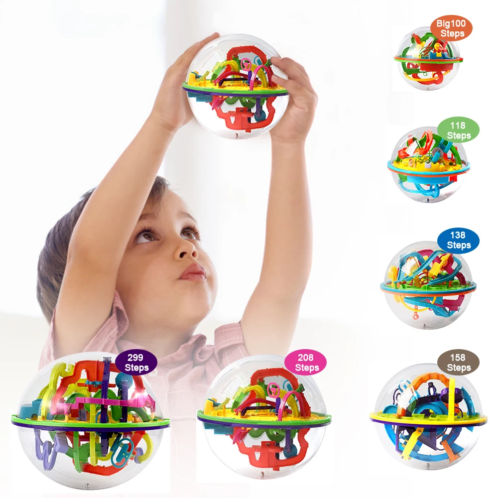 

299 Step 3D puzzle Ball Magic Intellect Ball Labyrinth Sphere Globe Toys Challenging Barriers Game Brain Tester Balance Training