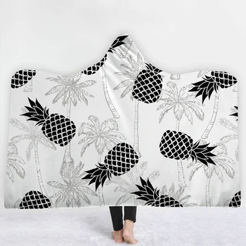 

Fruit pineapple Blanket Black and white simple style Blanket with hat keep Warm soft relaxed time sofa comfortable Blanket