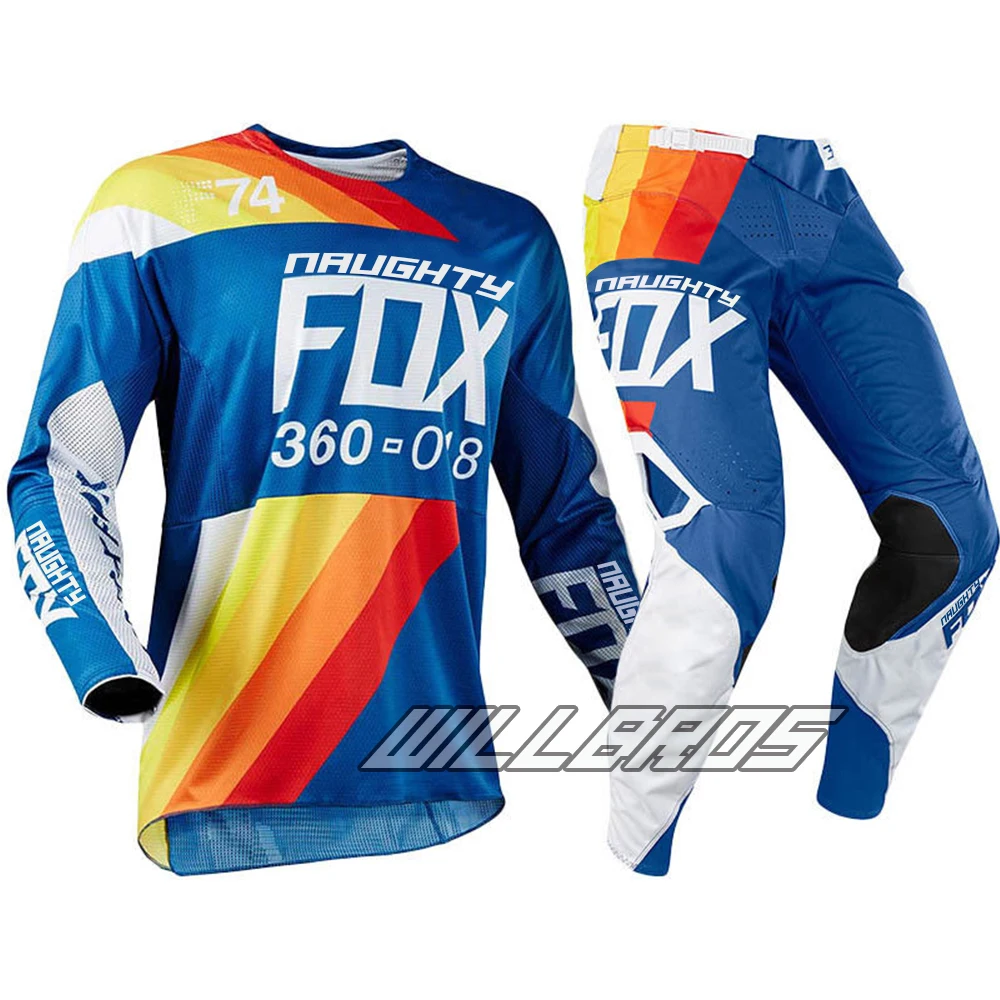 

Naughty Fox 360 Draftr Charcoal Adults MX Gear Set Motocross Dirt Bike Off road ATV Mens Blue Jersey Pant Combo